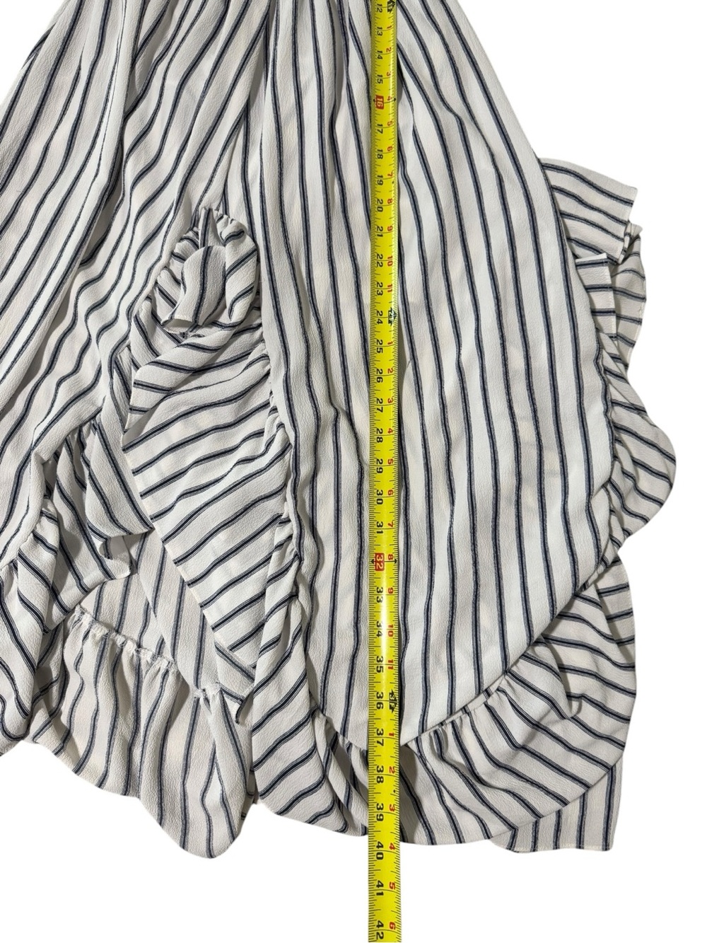 MISA LOS ANGELES ROSA STRIPED OFF SHOULDER RUFFLE MIDI DRESS SIZE M - Picture 10 of 12